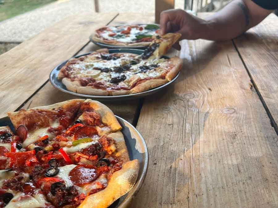 Summer was made for pizza in the garden. Now available at the Kings Arms East Stour.